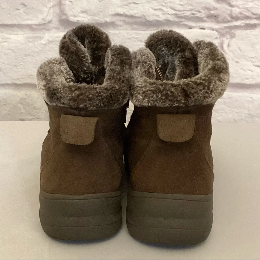 BareTraps 8.5 Augustina Suede Women's Brown Faux Fur-Lined Ankle Boots Booties
